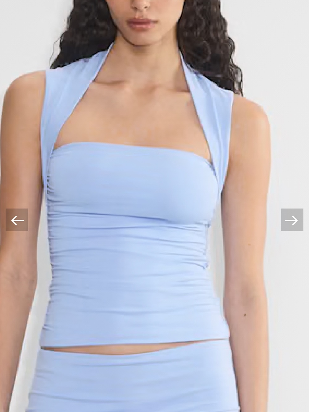 Aritzia Original Contour Flourish Contour Ruched Square Neck Top Blue - Picture 2 of 9